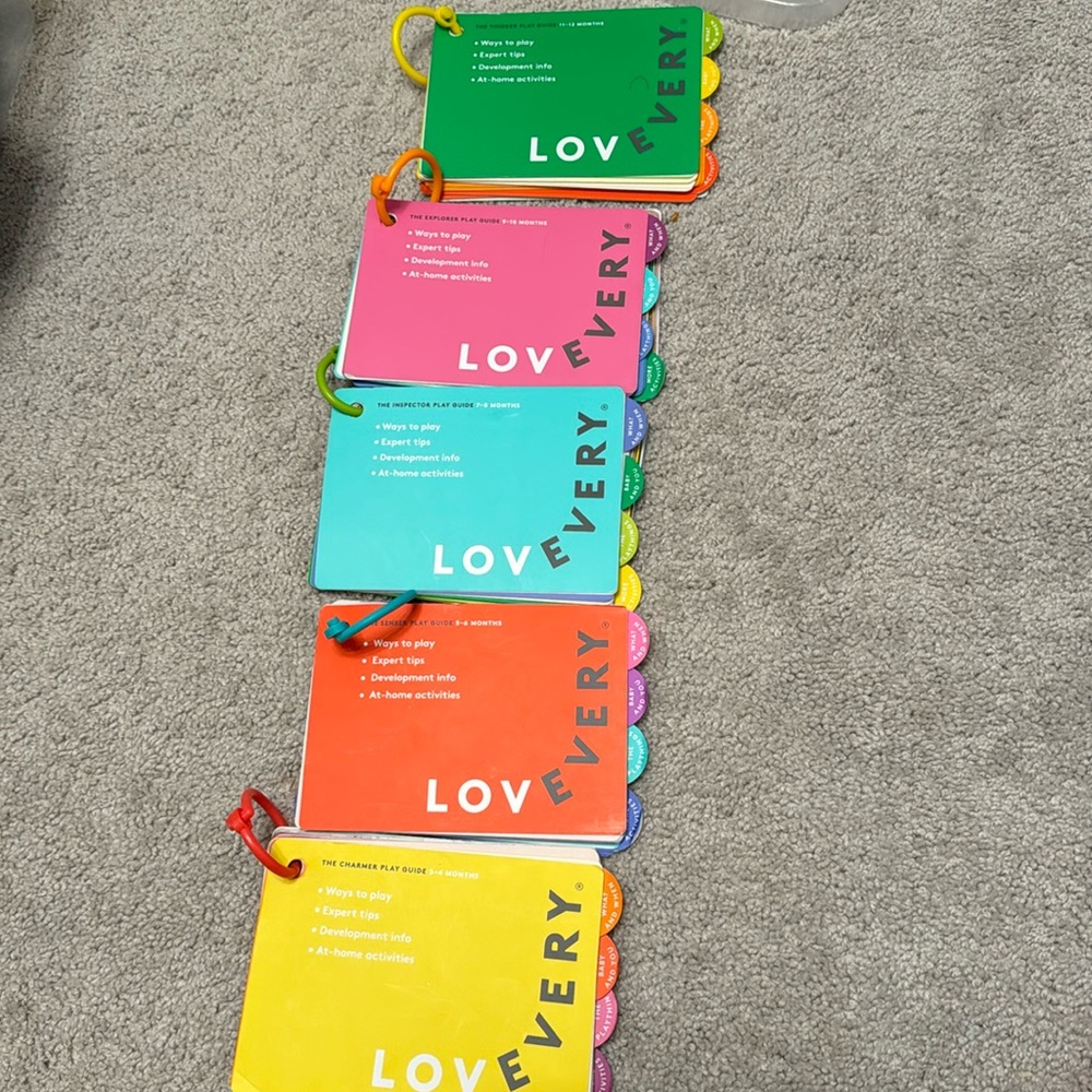 Lovevery play guides 3-4, 5-6, 7-8, 9-10, 11-12